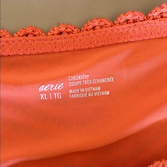 Aerie Crochet Bikini Set in Coral Top M Bottom Large - Picture 3 of 5